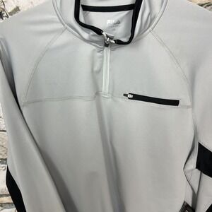 FILA New Men's Jersey Jacket  1/4 Zip Pullover 2XL Gray Stretch Nylon Fabric